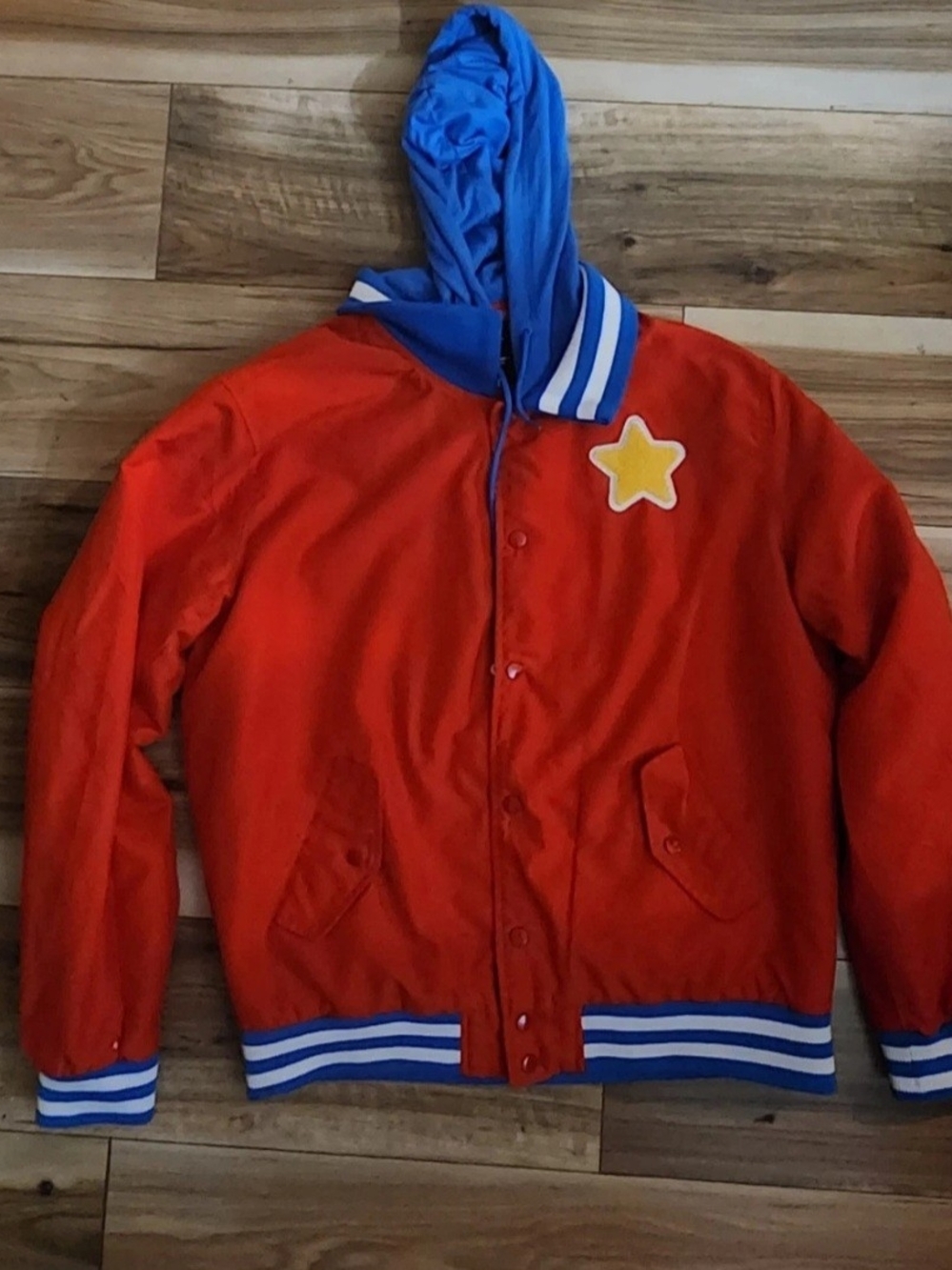 Steven Universe Men's Red Bomber Jacket with Burger Patch - Picture 2 of 3